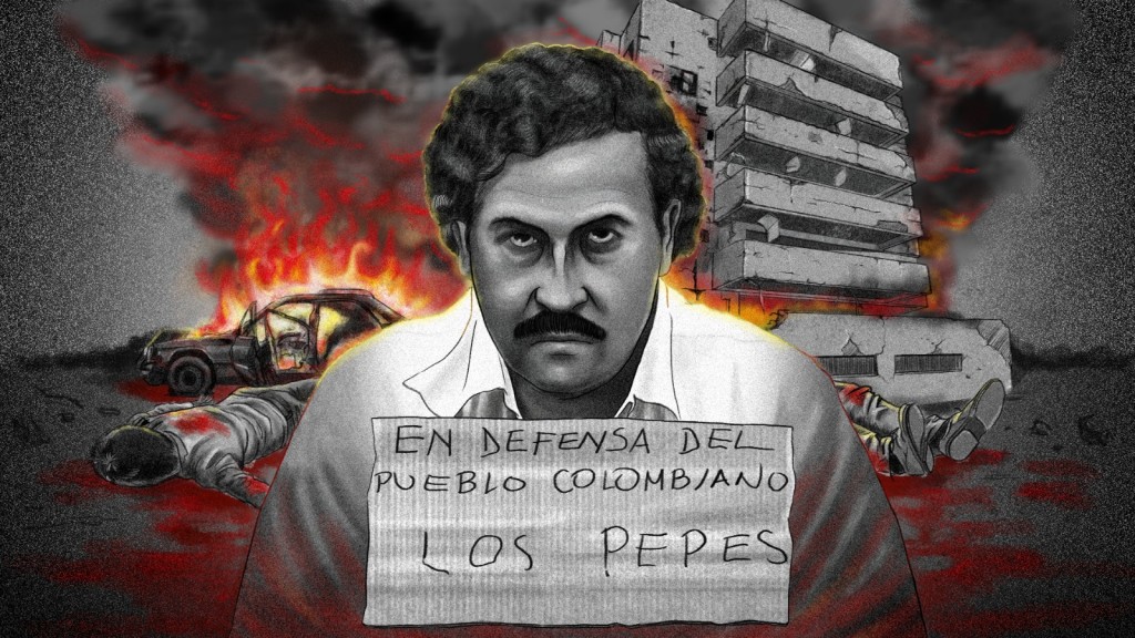 Pablo Escobar fue el primer capo del crimen organizado que delinquió en Medellín. Ilustración de Tomás Giraldo Daza.