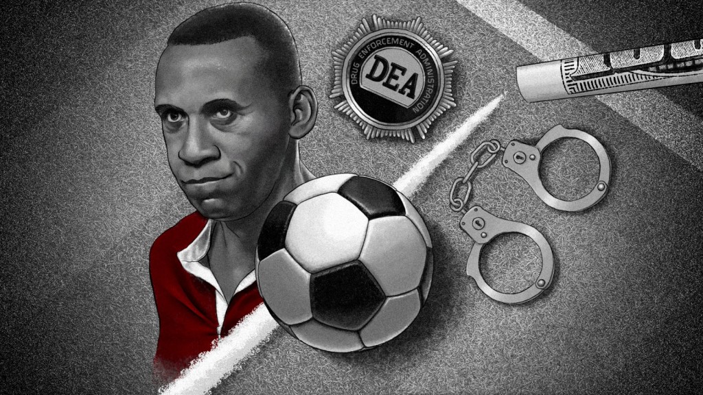 La penetración del narcotráfico en el fútbol colombiano se detectó en los años 80. Ilustración de Tomás Giraldo Daza.