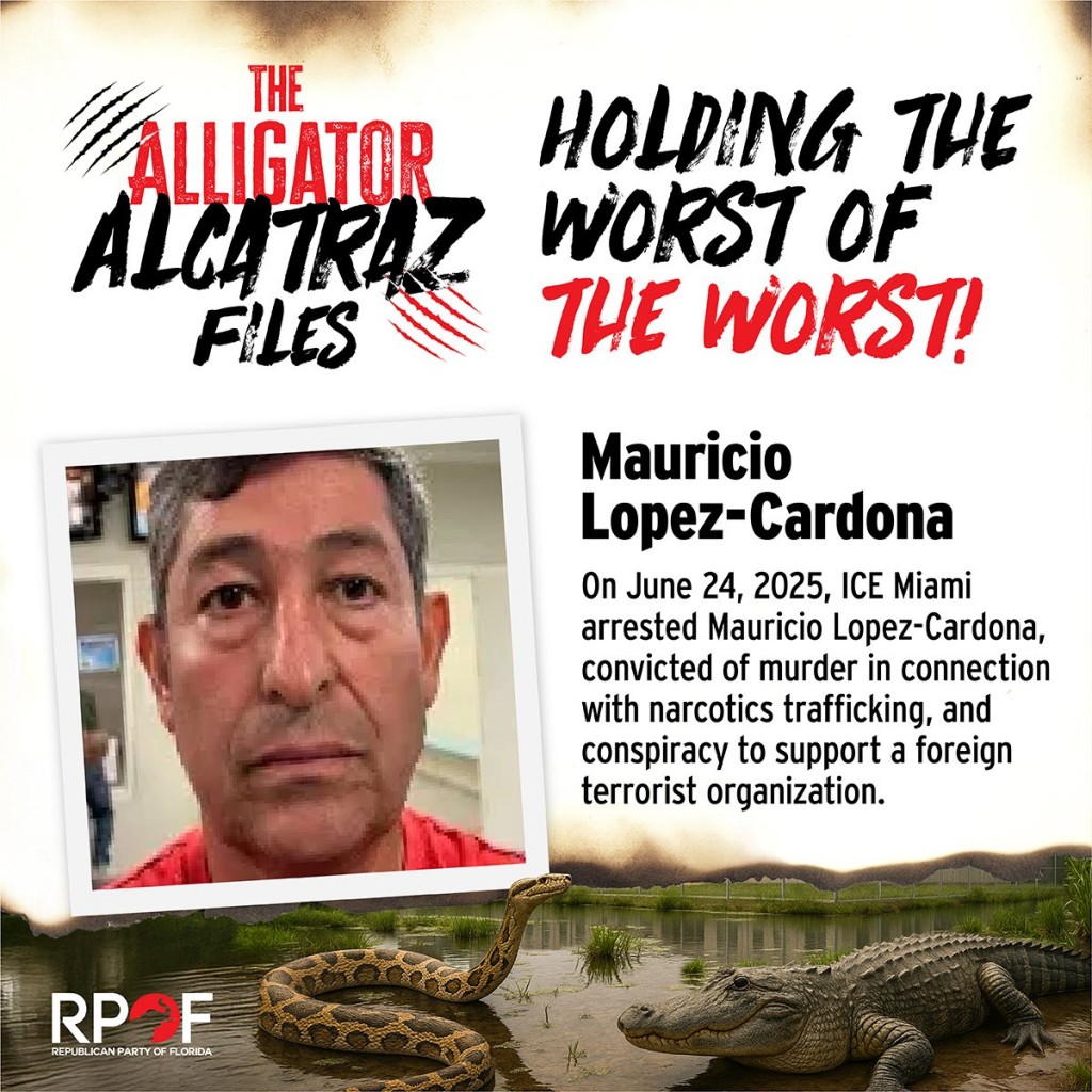 Este es el poster sobre alias “Yiyo” que publicó la oficina en Florida del Partido Republicano, en la red social X. Foto cortesía de @FloridaGOP.