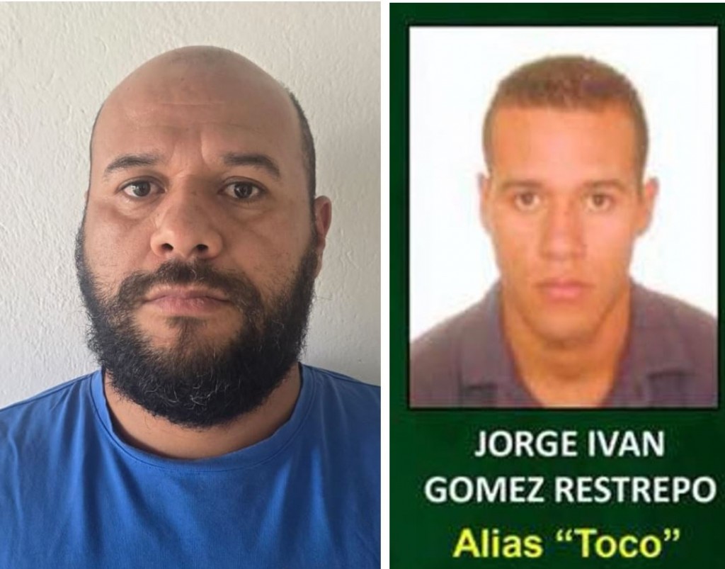 La diferencia de aspecto entre el momento de la captura de "el Toco" y su foto del cartel de los más buscados. Cortesía de Policía.